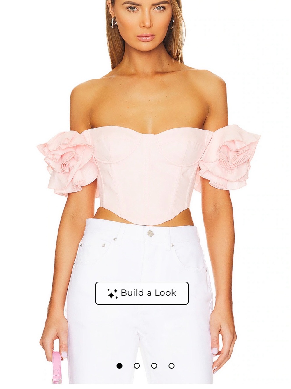 BARDOT  Sigma Pink Off-Shoulder Ruffle Sleeve Corset Top